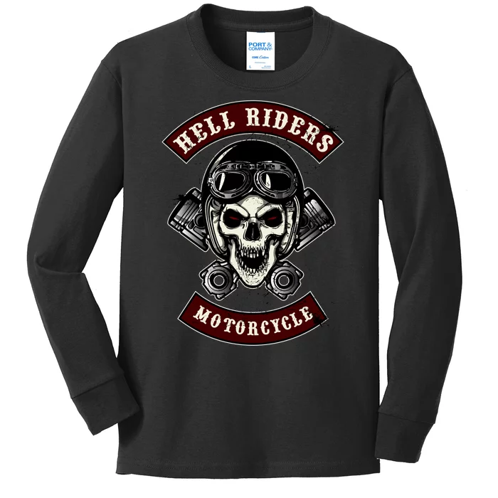 Skull With Helmet And Piston Kids Long Sleeve Shirt