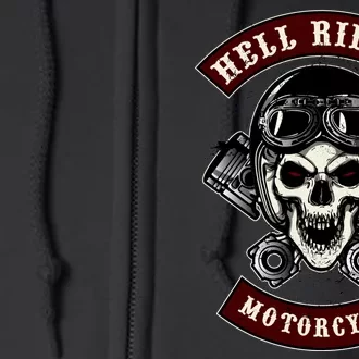 Skull With Helmet And Piston Full Zip Hoodie