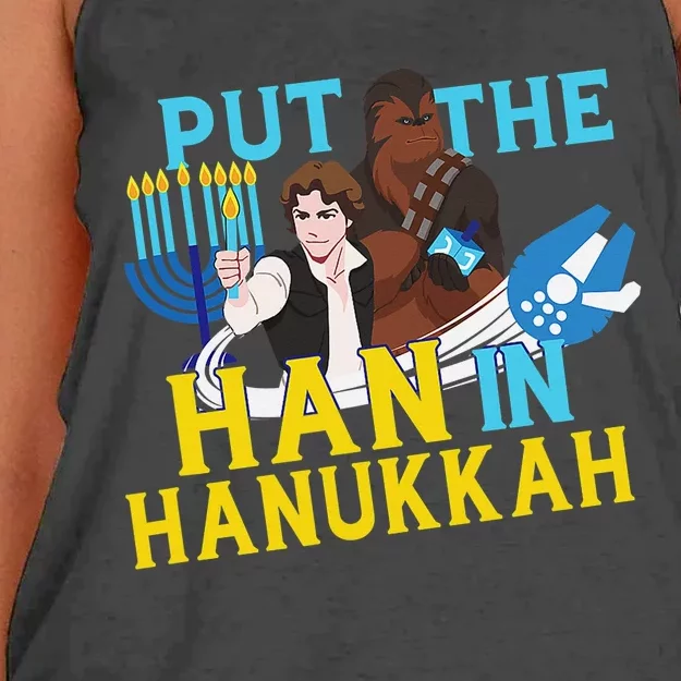 Star Wars Han Solo & Chewbacca Put The Han In Hanukkah Women's Knotted Racerback Tank