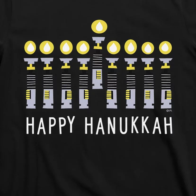 Star Wars Happy Hanukkah Luke Skywalker Lightsaber Menorah T-Shirt