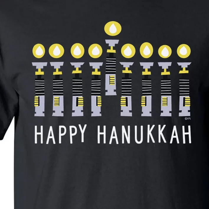 Star Wars Happy Hanukkah Luke Skywalker Lightsaber Menorah Tall T-Shirt