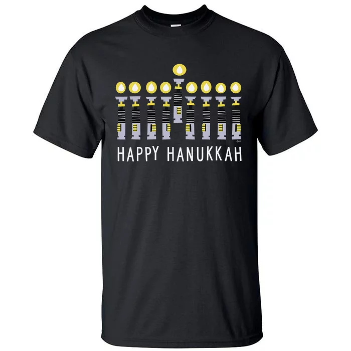 Star Wars Happy Hanukkah Luke Skywalker Lightsaber Menorah Tall T-Shirt