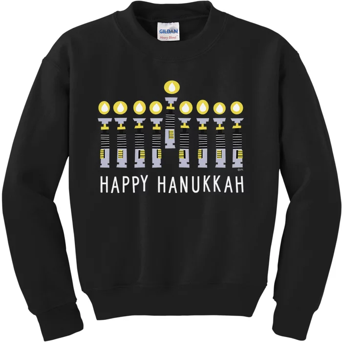 Star Wars Happy Hanukkah Luke Skywalker Lightsaber Menorah Kids Sweatshirt