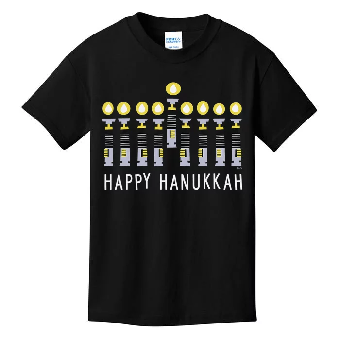 Star Wars Happy Hanukkah Luke Skywalker Lightsaber Menorah Kids T-Shirt