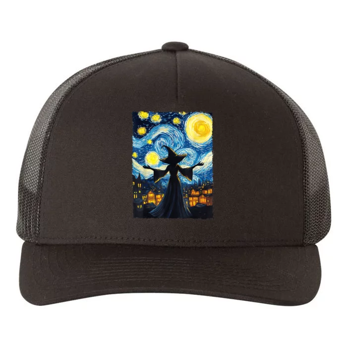 Salem Witch Halloween Starry Night Van Gogh Sky Painting Art Yupoong Adult 5-Panel Trucker Hat