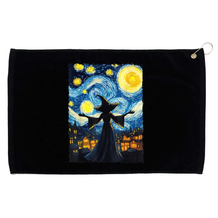 Salem Witch Halloween Starry Night Van Gogh Sky Painting Art Grommeted Golf Towel