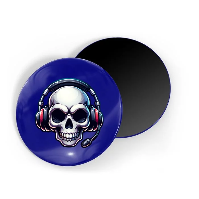 Skull With Headphones Headset Video Gamer Graphic Gift Magnet