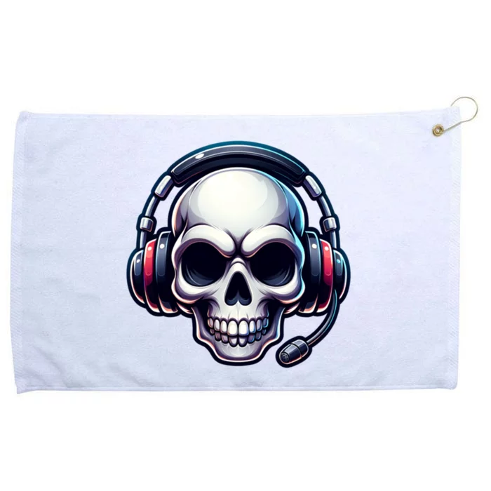 Skull With Headphones Headset Video Gamer Graphic Gift Grommeted Golf Towel