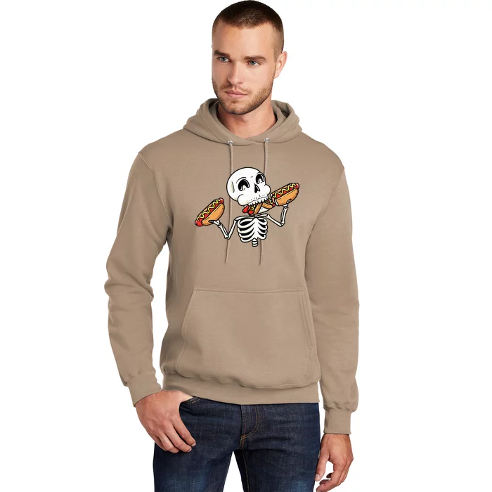 Skeleton With Hot Dogs Halloween Hotdog Lover Food Hoodie