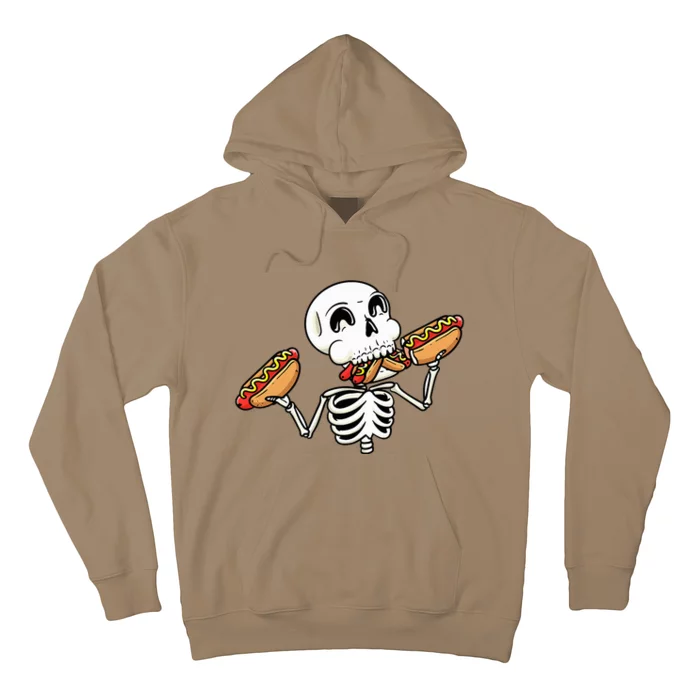 Skeleton With Hot Dogs Halloween Hotdog Lover Food Hoodie