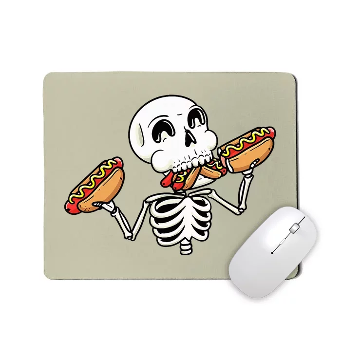 Skeleton With Hot Dogs Halloween Hotdog Lover Food Mousepad