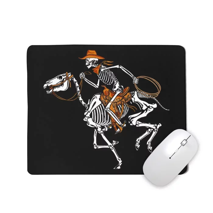 Spooky Western Halloween Costume with Skeleton Cowboy Mousepad