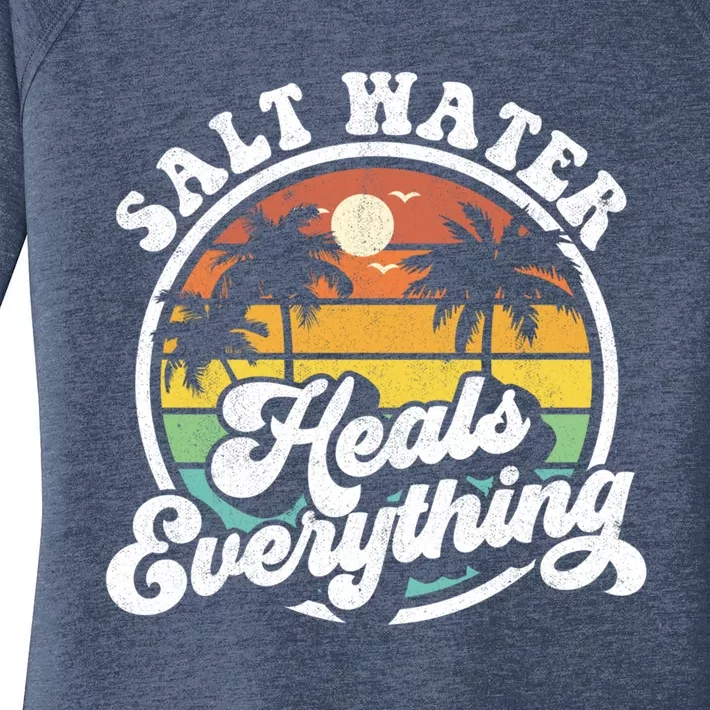 Salt Water Heals Everything Funny Retro Beach Gift Women's Perfect Tri Tunic Long Sleeve Shirt