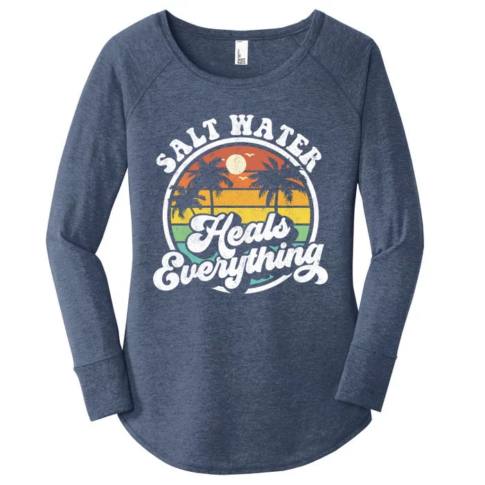 Salt Water Heals Everything Funny Retro Beach Gift Women's Perfect Tri Tunic Long Sleeve Shirt