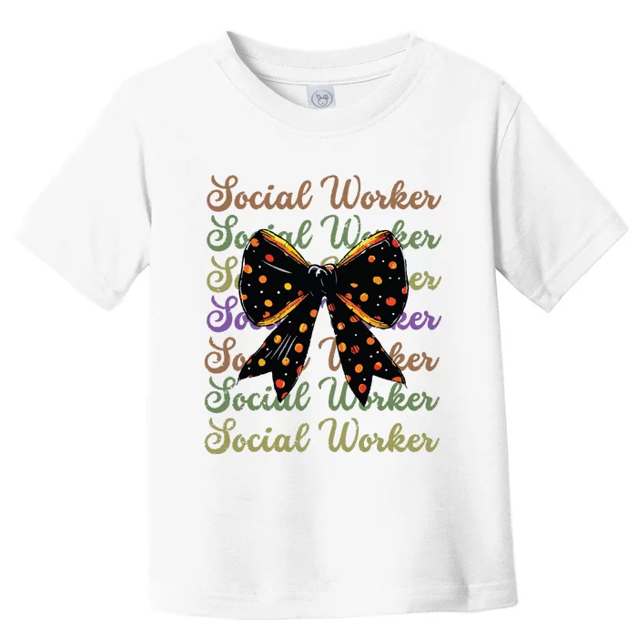 Social Worker Halloween Outfit Costume Coquette Bow Vintage Toddler T-Shirt