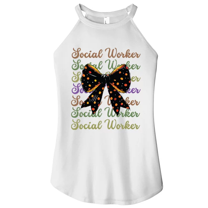 Social Worker Halloween Outfit Costume Coquette Bow Vintage Women’s Perfect Tri Rocker Tank