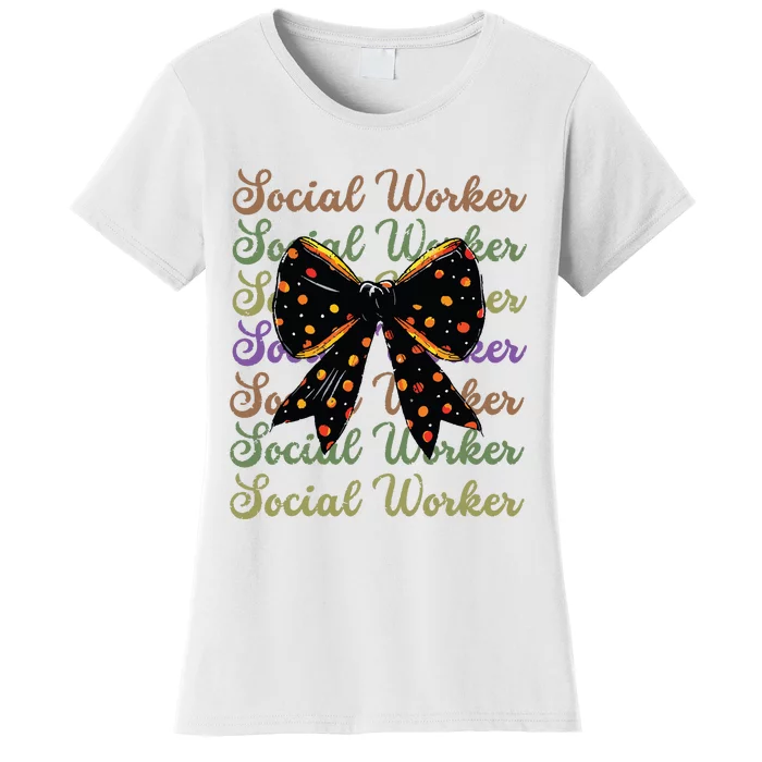 Social Worker Halloween Outfit Costume Coquette Bow Vintage Women's T-Shirt