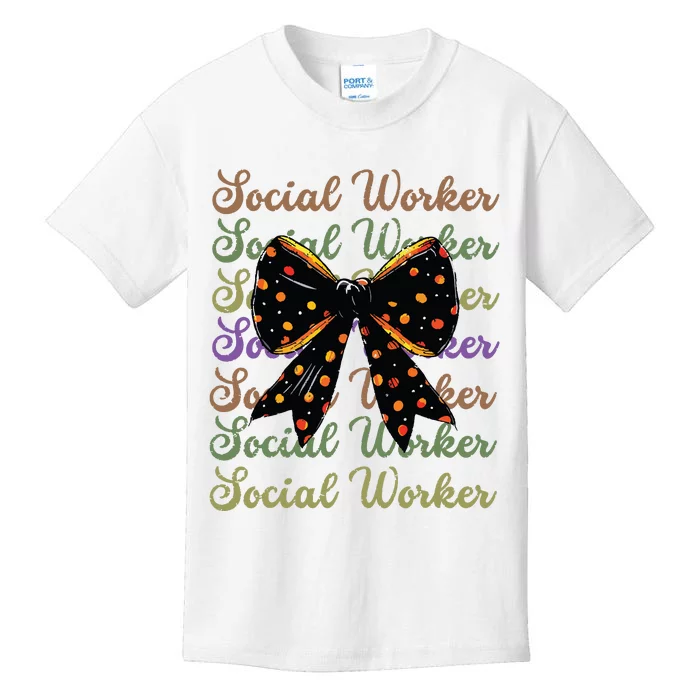 Social Worker Halloween Outfit Costume Coquette Bow Vintage Kids T-Shirt