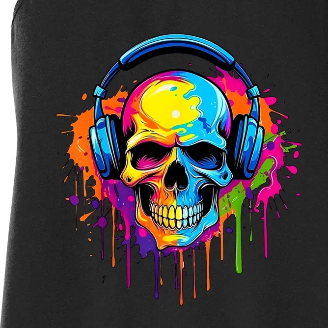 Skull With Headphones Halloween Kids Music Forever Women's Racerback Tank