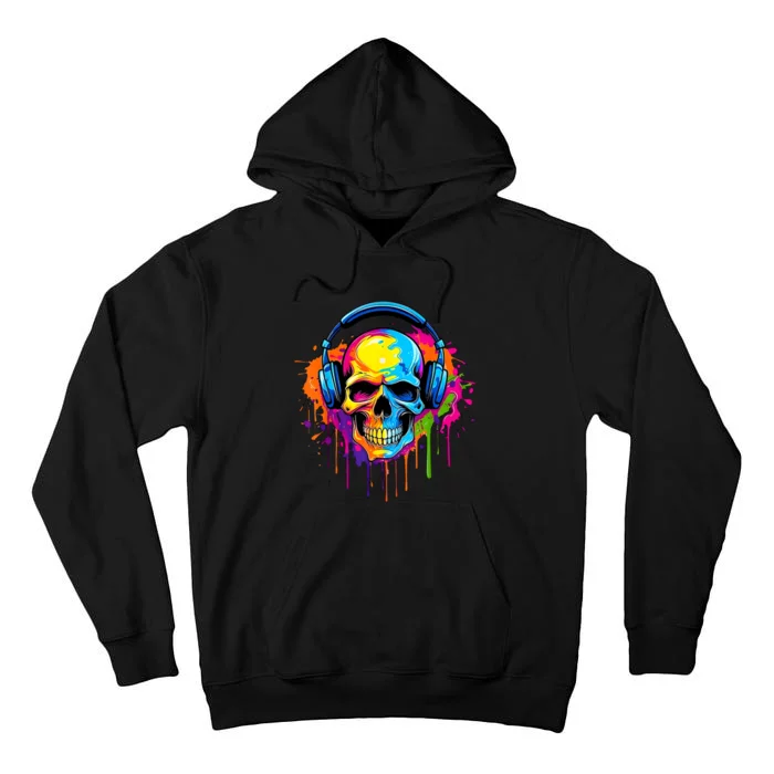 Skull With Headphones Halloween Kids Music Forever Tall Hoodie