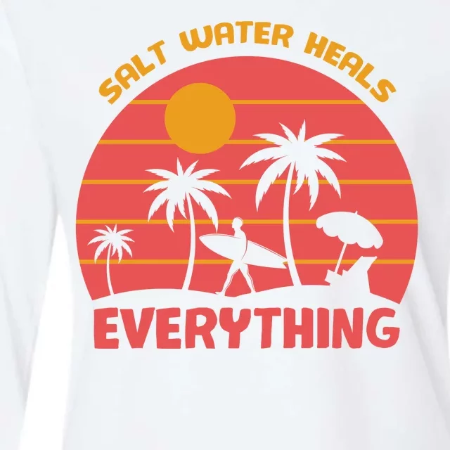 Salt Water Heals Everything Tropical Womens Cotton Relaxed Long Sleeve T-Shirt