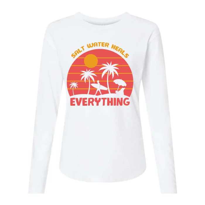 Salt Water Heals Everything Tropical Womens Cotton Relaxed Long Sleeve T-Shirt