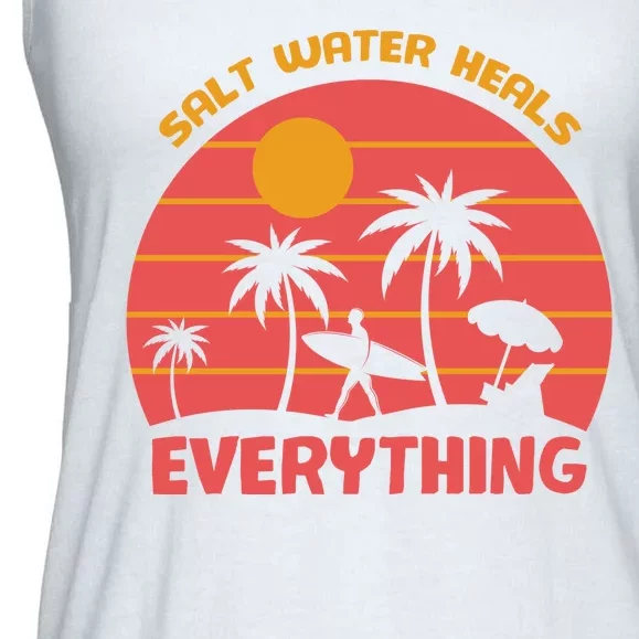 Salt Water Heals Everything Tropical Ladies Essential Flowy Tank