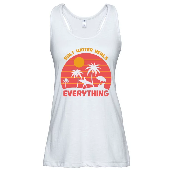 Salt Water Heals Everything Tropical Ladies Essential Flowy Tank