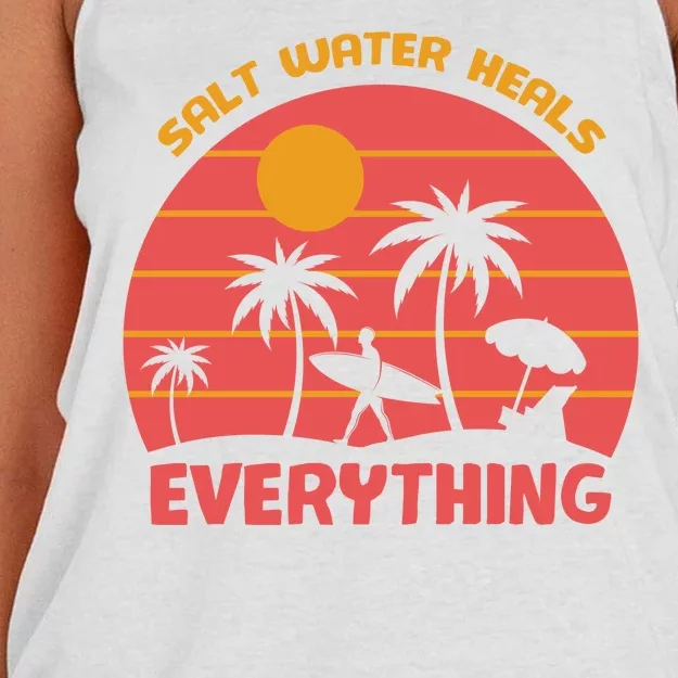 Salt Water Heals Everything Tropical Women's Knotted Racerback Tank