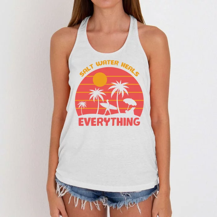 Salt Water Heals Everything Tropical Women's Knotted Racerback Tank