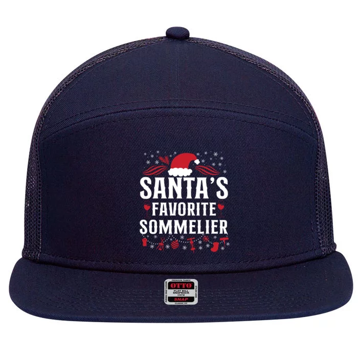 Sommelier Wine Ing Tasting Christmas Santa's Favorite Gift 7 Panel Mesh Trucker Snapback Hat