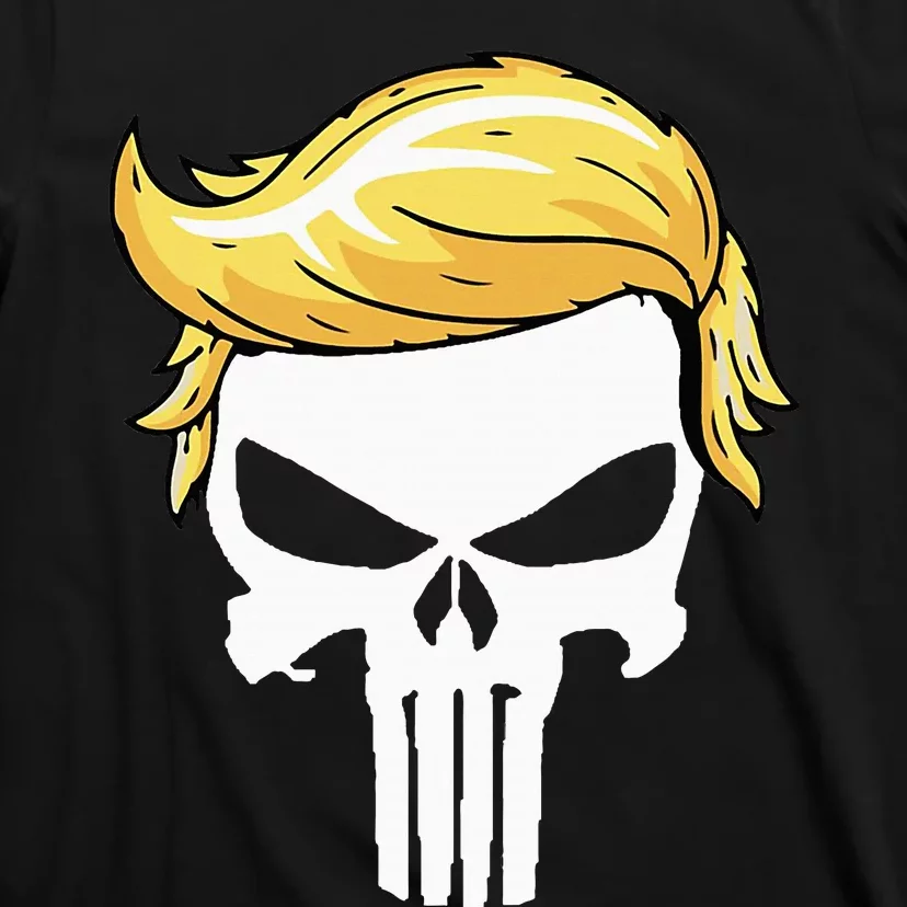 Skull With Iconic Trump Hair President Supporter T-Shirt