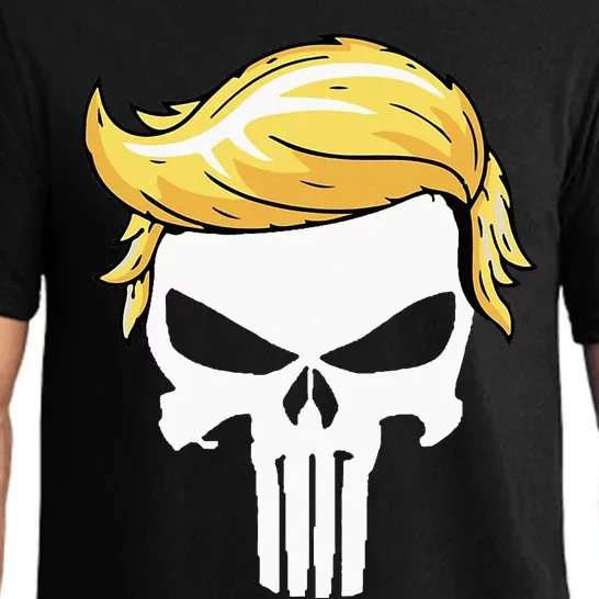 Skull With Iconic Trump Hair President Supporter Pajama Set