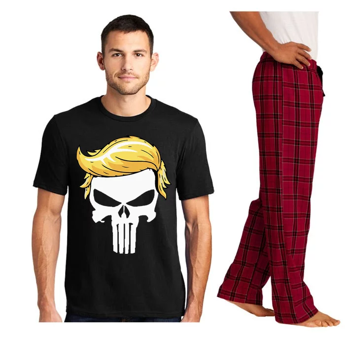 Skull With Iconic Trump Hair President Supporter Pajama Set