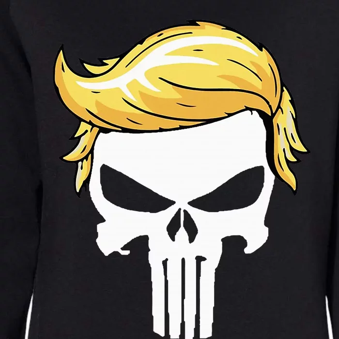 Skull With Iconic Trump Hair President Supporter Womens California Wash Sweatshirt