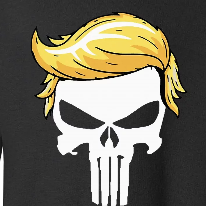 Skull With Iconic Trump Hair President Supporter Toddler Sweatshirt