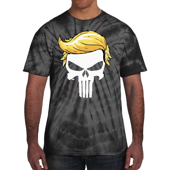 Skull With Iconic Trump Hair President Supporter Tie-Dye T-Shirt