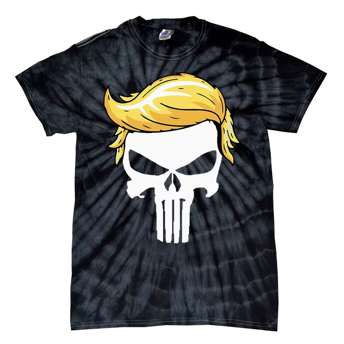 Skull With Iconic Trump Hair President Supporter Tie-Dye T-Shirt