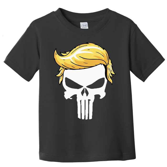 Skull With Iconic Trump Hair President Supporter Toddler T-Shirt