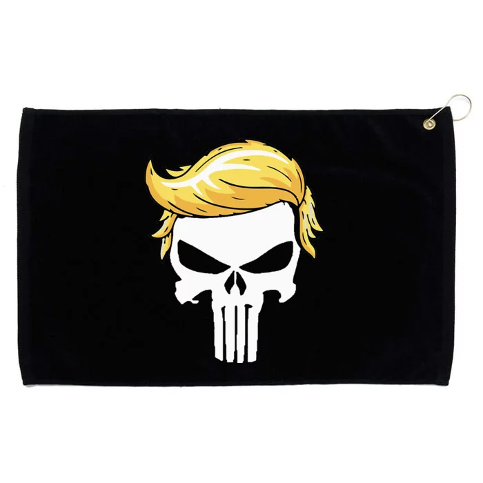 Skull With Iconic Trump Hair President Supporter Grommeted Golf Towel