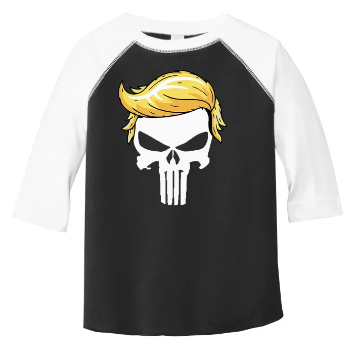 Skull With Iconic Trump Hair President Supporter Toddler Fine Jersey T-Shirt