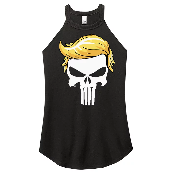 Skull With Iconic Trump Hair President Supporter Women’s Perfect Tri Rocker Tank