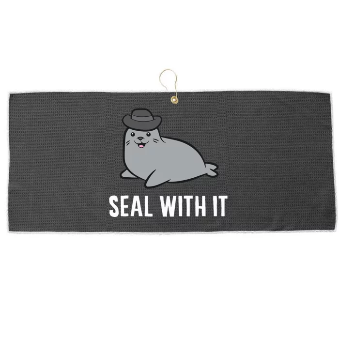 Seal With It Funny Seal Saying Seal Pun Love Seals Large Microfiber Waffle Golf Towel