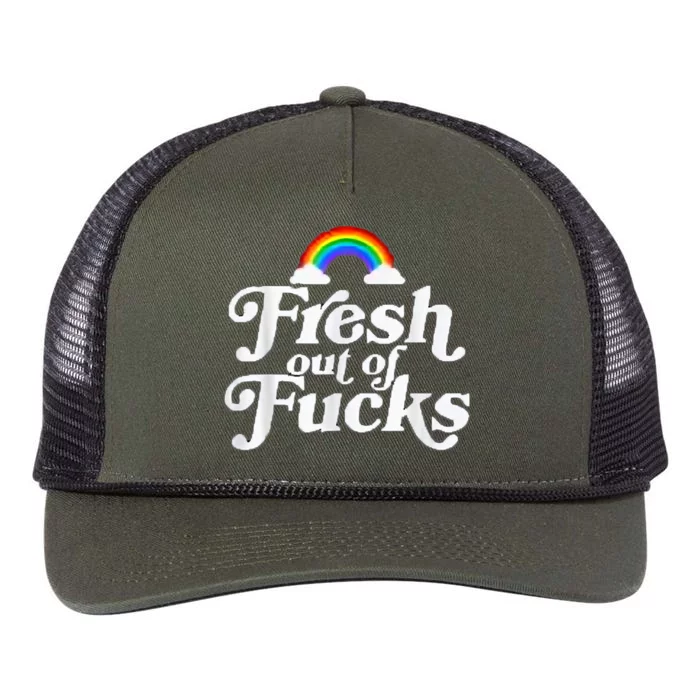 Swear Word Inappropriate Funny Adult Fresh Out Of Fucks Retro Rope Trucker Hat Cap