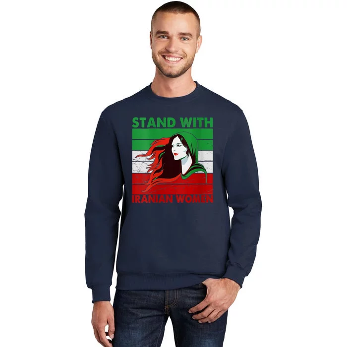 Stand With Iranian Women Iran Flag Retro Vintage Tall Sweatshirt