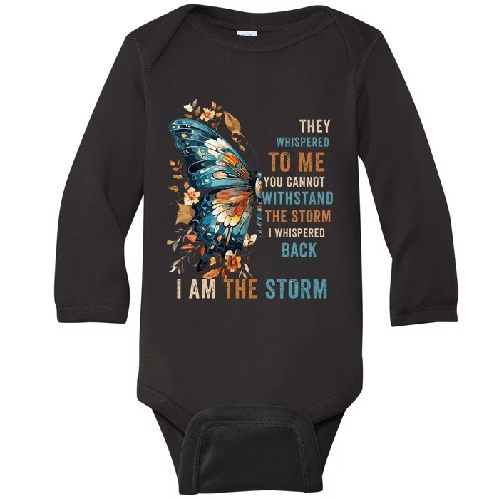 She Whispered I Am The Storm African Inspirational Peace Baby Long Sleeve Bodysuit