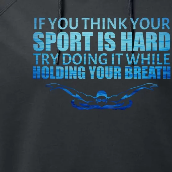 Swimming Is Hard Performance Fleece Hoodie