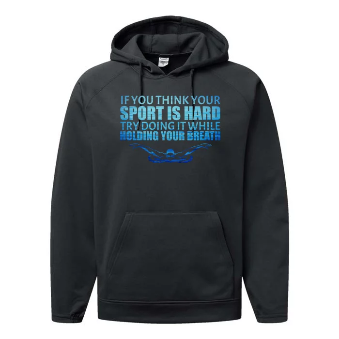 Swimming Is Hard Performance Fleece Hoodie