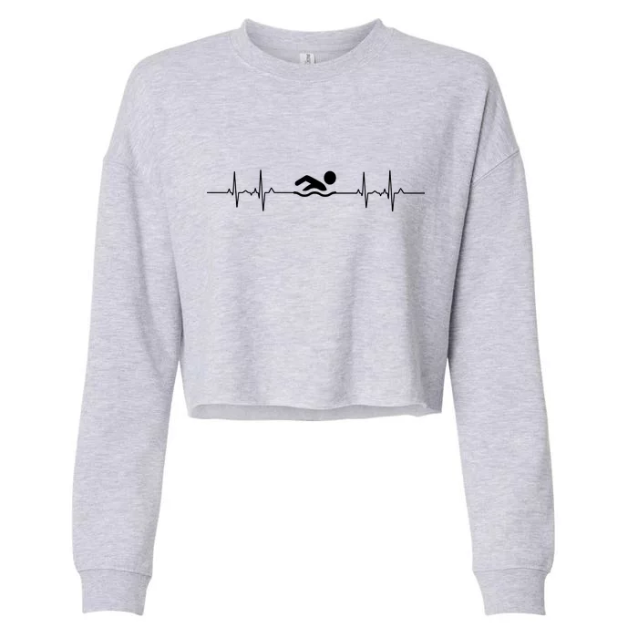 Swimming Is Life Cropped Pullover Crew