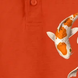 Swimming Koi Fishes Dry Zone Grid Performance Polo